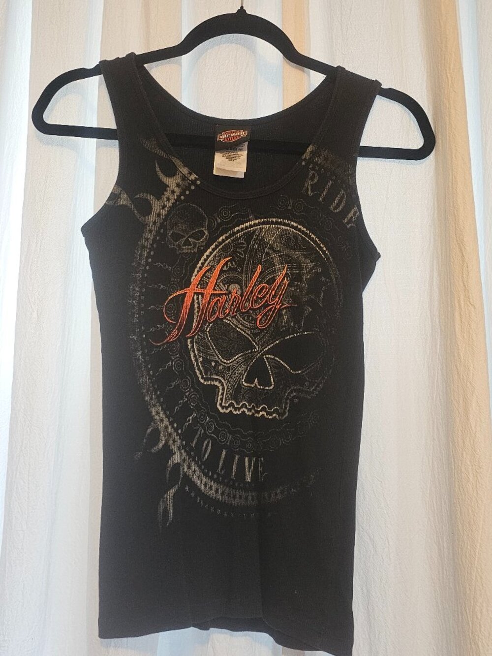 Harley Davidson Womens S Black Skull Graphic Tank Top Appalachian PA